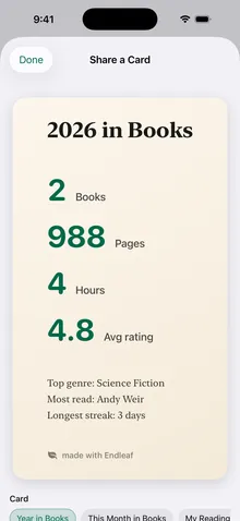 A shareable year-in-books card.